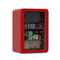 Réfrigérateur Mini Rétro 112L au Design Innovant avec Porte Vitrée, Commande LED, Double Température, Dégivrage Automatique, pour Usage Domestique