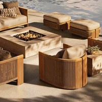 Ensemble de canapés d'extérieur en teck moderne, style américain, meubles de jardin pour hôtel, villa, balcon