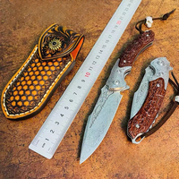 Couteau de poche d'extérieur VG10 Damas avec manche en bois de fer sablé, lame pliante, pour camping, randonnée, bricolage, usage industriel, multifonction, haute qualité OEM