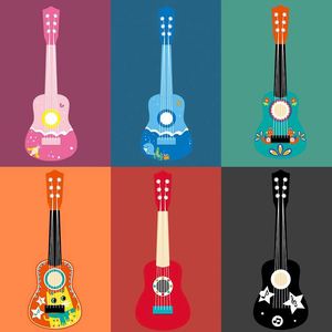 Musical Instrument <strong>Play</strong> Toy 21 Inch Blue Sea Wooden Children Guitar for Kids 3+ Kid Mini Guitar Toy