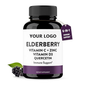 OEM/ODM capsules personnalisables de vitamines C et D3 de baies de sureau multi-vitamines et d'antioxydants 6-en-1 suppléments de baies de sureau - Product Image 1