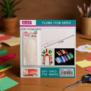 Piume bianche ILAN Pluma 17 cm per artigianato e decorazioni - Product Image 2