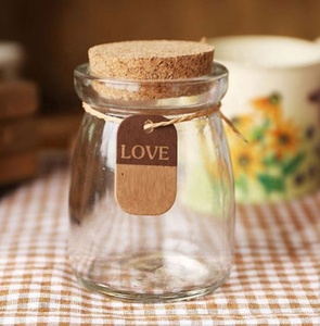 Wholesale100ml 150ml <b>200ml</b> Cute Jam Yogurt Glass Jar Pudding Glass Jar With Wooden Cork - Product Image 2