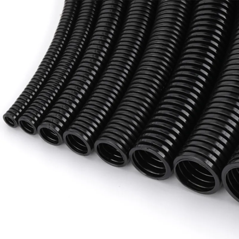 Antiflaming PP Automotive Wire Harness and protection Corrugated pipe with black color Chemical Resistance Pipes and Tubes