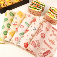 Papier anti-graisse pour emballages de restauration rapide, hamburgers, sandwichs, frites, pizzas, chips, emballages personnalisés imprimés, boîte à gâteaux en PE