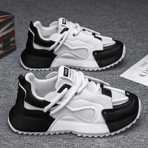 Zapatillas deportivas casuales para hombre, de malla negra, con cordones, punta redonda, transpirables, estilo walking, suela gruesa, para todas las estaciones. - Product Image 3