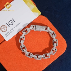 Pulsera de Diamantes Cultivados en Laboratorio Zuanfa, Cadena Cuadrada de 10 mm, Cadena Cubana, Collar de Eslabones Cubanos, Pulsera para Hombre, Diamantes Incrustados - Product Image 1