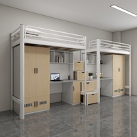 Lit superposé en métal de qualité supérieure pour dortoir, taille Queen, respectueux de l'environnement, avec escalier, pour usage scolaire