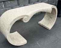 KUMUSI FURNITURE Table console moderne en pierre massif sculptée pour l'entrée et la décoration intérieure