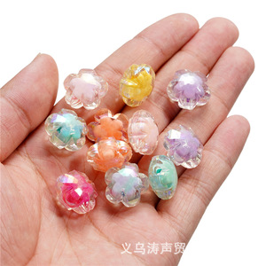 Acrylic Five Petal Flower <b>Beads</b> For Jewelry Making 12mm Colorful Loose <b>Beads</b> DIY Handmade Craft Supply - Product Image 3
