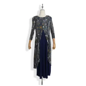 Vestido bohemio plisado de lujo para mujer, vestidos Maxi informales estampados florales conservadores para mujer