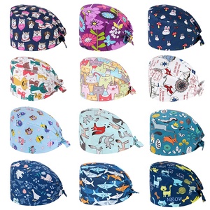 Nuevo Unisex gorro de algodón con estampado Floral absorbente para el sudor, botones, accesorios ajustables, gorros de <span class=keywords><strong>trabajo</strong></span> para salón de belleza, gorros - Product Image 6