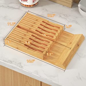 <span class=keywords><strong>Cassetto</strong></span> porta coltelli in bambù porta coltelli <span class=keywords><strong>da</strong></span> cucina porta grande manico bistecca senza misura per 16 coltelli - Product Image 2