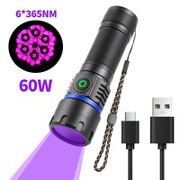 Lampe torche UV 60W UV365 pour la détection des taches de sang d'animaux domestiques, gradation progressive, lumière UV spécialisée pour l'authentification et le camping