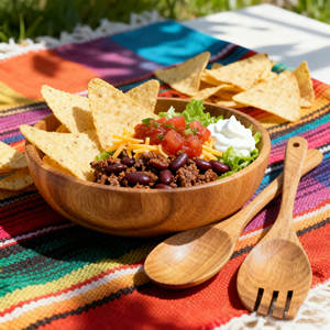 Tigela de salada de madeira de bambu, atacado de fábrica, alta qualidade, grande, tigela de salada, frutas, tigela de mistura, tigela - Product Image 6