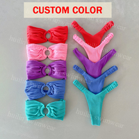 Hot Sale Op Maat Gemaakte Dames Rugloze Tweedelige Bikini Badpak Met Luipaard Gestreept Oem Badpak Met Letterprint