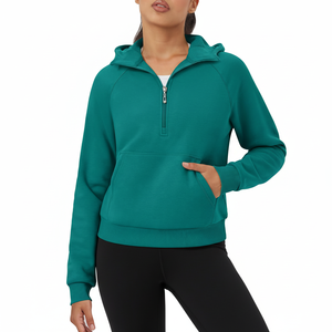 Sudaderas con media cremallera personalizadas para mujer, color liso, ropa casual, nueva colección en oferta, tallas personalizadas, venta al por mayor. - Product Image 1