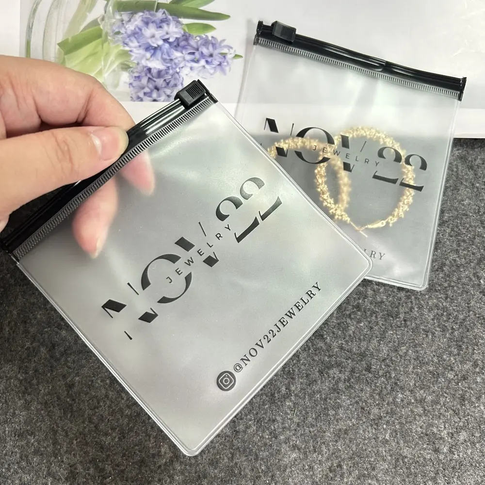 Factory printed logo small PVC jewelry plastic zipper bag custom printing zip lock jewelry plastic bag