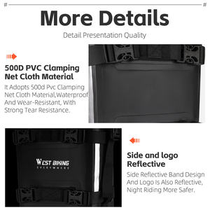 WEST BIKING 500D PVC Sac <span class=keywords><strong>de</strong></span> <span class=keywords><strong>selle</strong></span> <span class=keywords><strong>de</strong></span> vélo entièrement étanche Sac latéral extensible pour vélo avec coussin antidérapant Accessoires <span class=keywords><strong>de</strong></span> vélo - Product Image 3