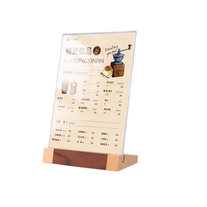 Splendido espositore a Base in legno con supporto in acrilico trasparente per cartelli da tavolo di fabbrica - Product Image 3