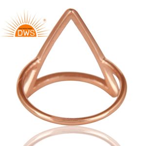 Anillo de Plata con Diseño Triangular, Chapado en Oro Rosa de 14k, Fabricante de Joyería, Anillo Hecho a Mano en Plata de Ley 925 - Product Image 3