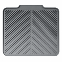 Grand tapis de séchage de vaisselle en silicone côtelé, antidérapant, flexible, avec trou de suspension pour comptoir de cuisine et évier, personnalisable OEM