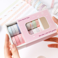 Ensemble de 20 rouleaux de ruban washi esthétique aux couleurs macaron et morandi, ruban adhésif pour scrapbooking et Bujo