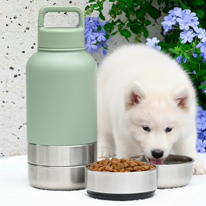 Neues Design 1L 32oz Outdoor Travel Hund Haustier Tier Wasser flasche 3 in 1 mit tragbarem Lebensmittel behälter - Product Image 1