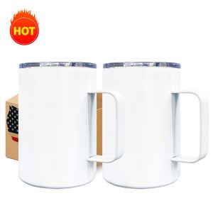 Taza de camping aislada para sublimación de 12 oz, con asa, blanca brillante, para café, al vacío. - Product Image 3