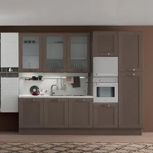 Ash Lemari Dapur Dapur Kayu Padat Desain Interior Kabinet Dapur Modular Kustom Putih Modern