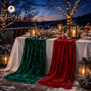 ANNIELU 2026 Falda <span class=keywords><strong>de</strong></span> <span class=keywords><strong>Mesa</strong></span> <span class=keywords><strong>de</strong></span> Terciopelo Verde Esmeralda para Navidad, <span class=keywords><strong>Camino</strong></span> <span class=keywords><strong>de</strong></span> <span class=keywords><strong>Mesa</strong></span> Rojo Borgoña para Decoración <span class=keywords><strong>de</strong></span> <span class=keywords><strong>Mesa</strong></span> en Banquetes, Bodas y Fiestas - Product Image 6