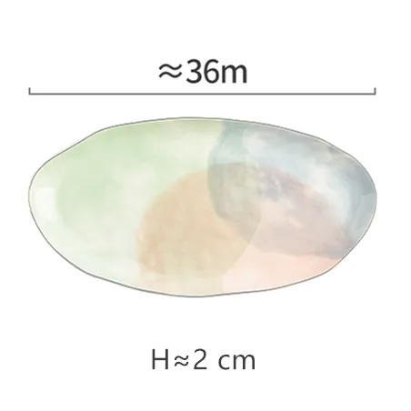 Chinese suppliers custom 3 mixed colors printing irregular edge golden line oval shape ceramic plate for wedding serving