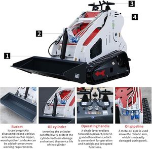 Cargadora Compacta con Motor EPA HS380T, Certificación CE/EU/EPA, Cargadora Deslizante con Orugas Triangulares, Maquinaria de Construcción, Mini Cargadora Pequeña, 1 Año de Garantía - Product Image 4
