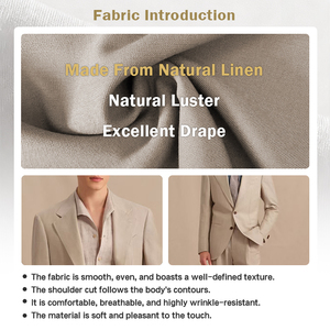 Custom Tailored Design Men's <strong>Linen</strong> Fabric <strong>Suit</strong> Slim Fit Men's <strong>Suits</strong> <strong>for</strong> <strong>Wedding</strong> <strong>Groom</strong> Party Formal Business Events - Product Image 2