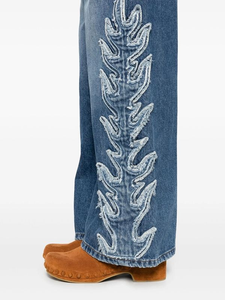 Jeans amples pour femmes en denim délavé moyen <span class=keywords><strong>avec</strong></span> broderie latérale, 100 % coton, vente en gros OEM - Product Image 6