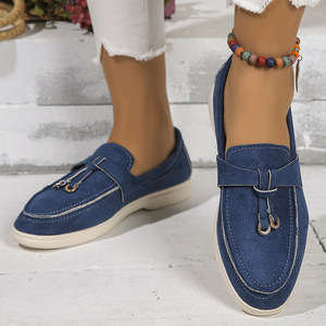 Nouveaux Mocassins Bleus <span class=keywords><strong>Femme</strong></span> Style Européen Américain Automne 2025 Chaussures Plates Décontractées et Sportives Grandes Tailles Fermeture Facile à Enfiler pour l'Été - Product Image 5