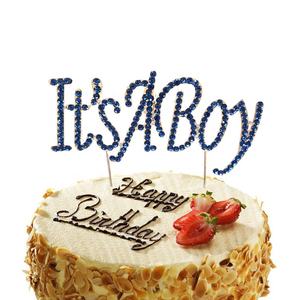 Baby Shower bomboniere centrotavola decorazione strass blu <span class=keywords><strong>è</strong></span> un Cake Topper ragazzo - Product Image 1