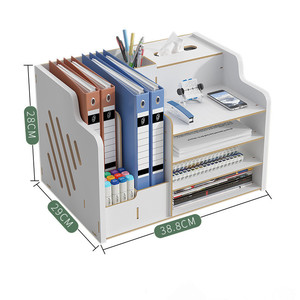 Organizador de escritorio de madera de bambú personalizado, estante de libros, mesa de papelería, organizador de archivos para oficina - Product Image 2