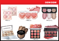 Palette de fard à joues et de contour 9 couleurs OEM, logo personnalisé, fard à joues et poudre de contour longue tenue, cosmétiques