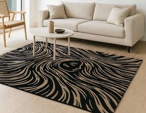Modern Abstract Pattern Area <b>Rug</b> <b>Black</b> Beige Swirl Design Living Room Floor Mat - Product Image 1