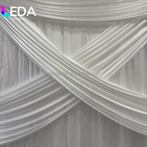 LEDA Rideaux en tissu blanc élégants à croisillons pour mariage, toile de fond pour décoration de scène événementielle - Product Image 3