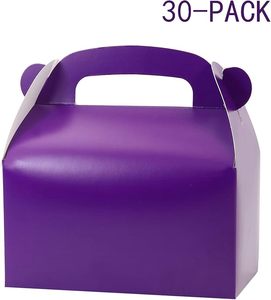 Party <b>Favor</b> Treat Boxes, Goodie Boxes, Gable Paper Gift Boxes with Handles. Perfect for Purple <b>Birthday</b> Party Supplies - Product Image 3