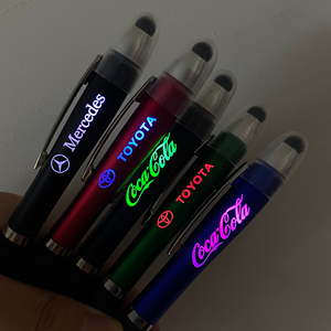 ปากกาโปรโมชั่นขายส่ง ปากกาสไตลัสแบบกำหนดเองพร้อมโลโก้ OEM ปากกาพลาสติกพิมพ์โลโก้ สีขาว ดำ น้ำเงิน ปากกาลูกลื่น - Product Image 1