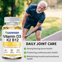 Ausreson OEM Halal Marque Privée Vitamine D3K2 Complément Santé Cardiaque Soutien Immunitaire Calcium Vitamine D3 K2 B12 Gélules Molles