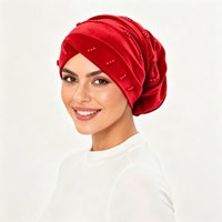 HZM-26423 Jolies casquettes turban en velours perlé, foulards africains, bonnets chimio, chapeaux musulmans, bonnets, bandanas