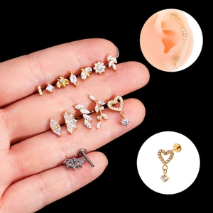 ASTM F136 G23 titanio Piercing joyería circón hélice pendientes Tragus oreja Labret cartílago tabique cuerpo Piercing joyería - Product Image 6