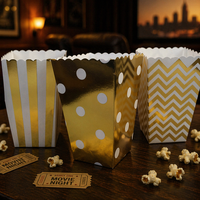 Boîte à Popcorn Jetable Rayée Imprimée UV avec Fermeture Magnétique, Logo Personnalisé, Style Européen et Américain, Créative, Motif Poulet et Fleur en Papier