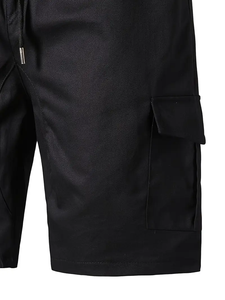 Dropshipping กางเกงคาร์โก้แบบลำลองของผู้ชายผ้าโพลีเอสเตอร์100% สีทึบผ้าไม่ทอสวมใส่ได้พอดีปกติพร้อมเชือกผูก - Product Image 6