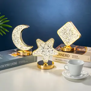 Современная минималистская декоративная настольная лампа для спальни прикроватные Звезды Луна Кристалл перезаряжаемые сенсорные настольные лампы