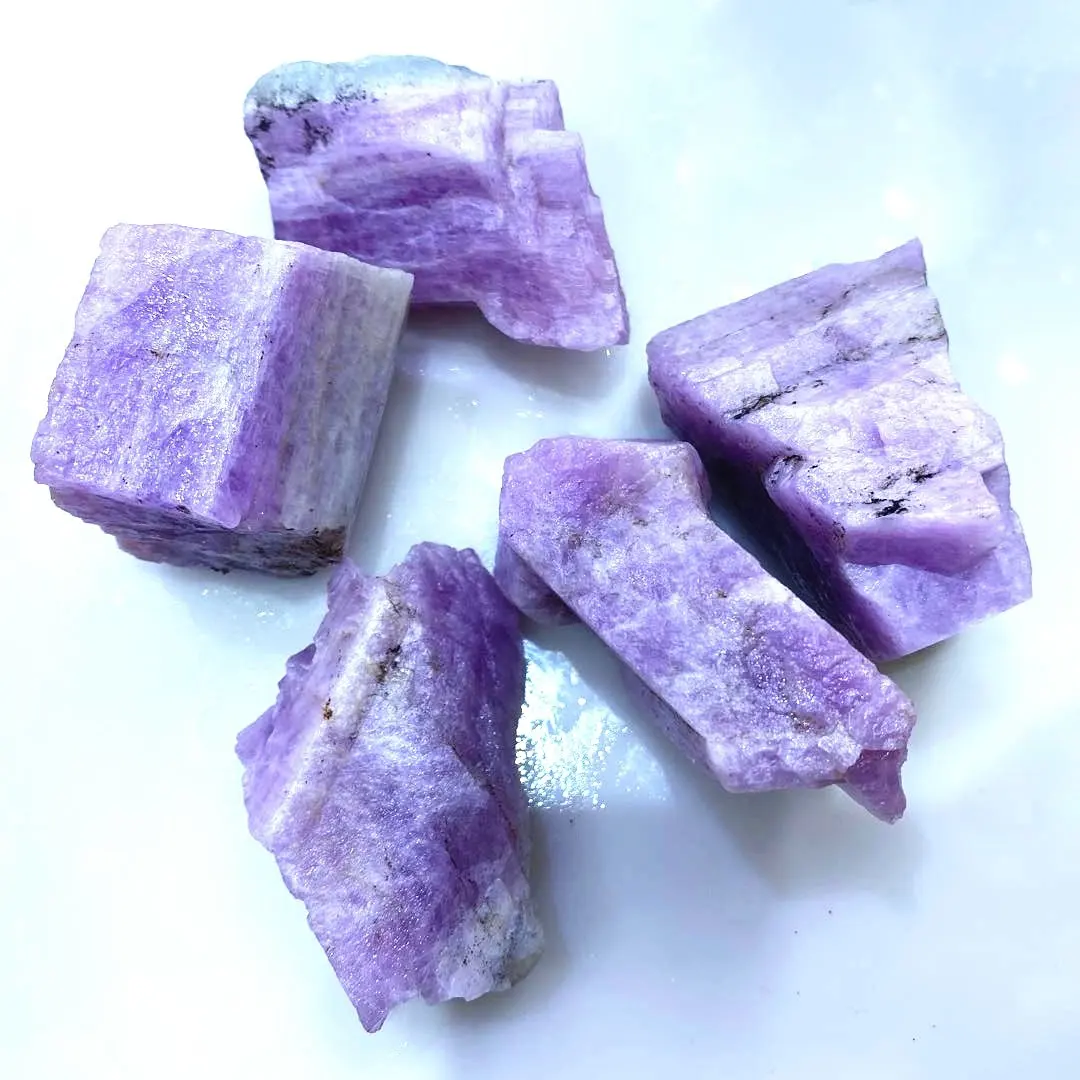 High quality Semi precious stones feng shui healing gemstone crystal raw purple kunzite rough stone